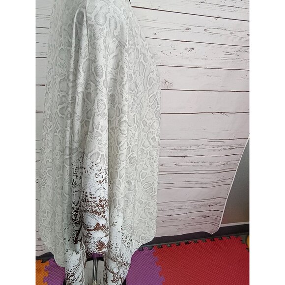 White & Brown Snake Print Open Front Kimono With Tassels One‎ Size By Mytreasure - Picture 3 of 8